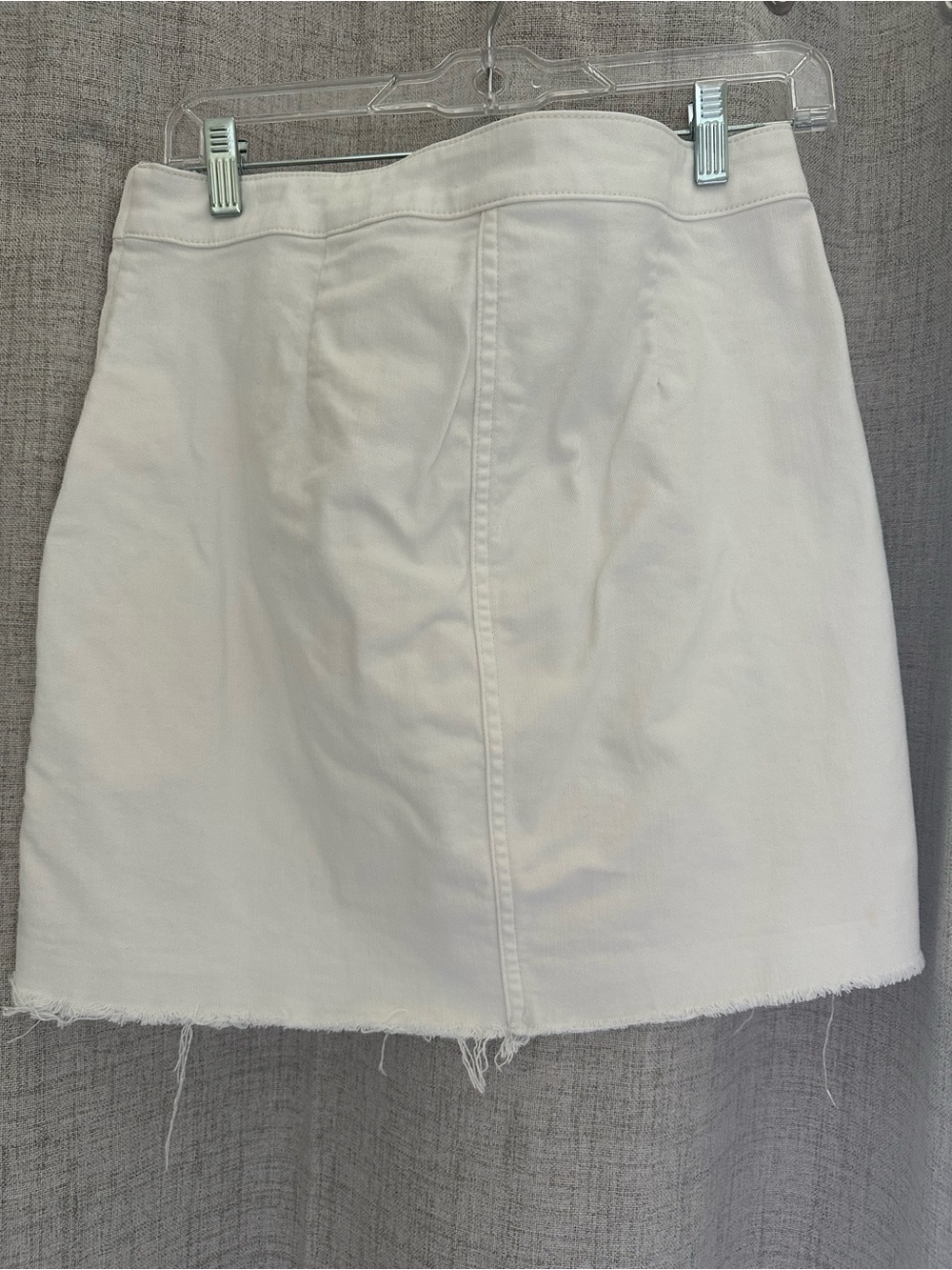 White Denim Mini Skirt - Classic Casual
Side zip .  crisscross string tie